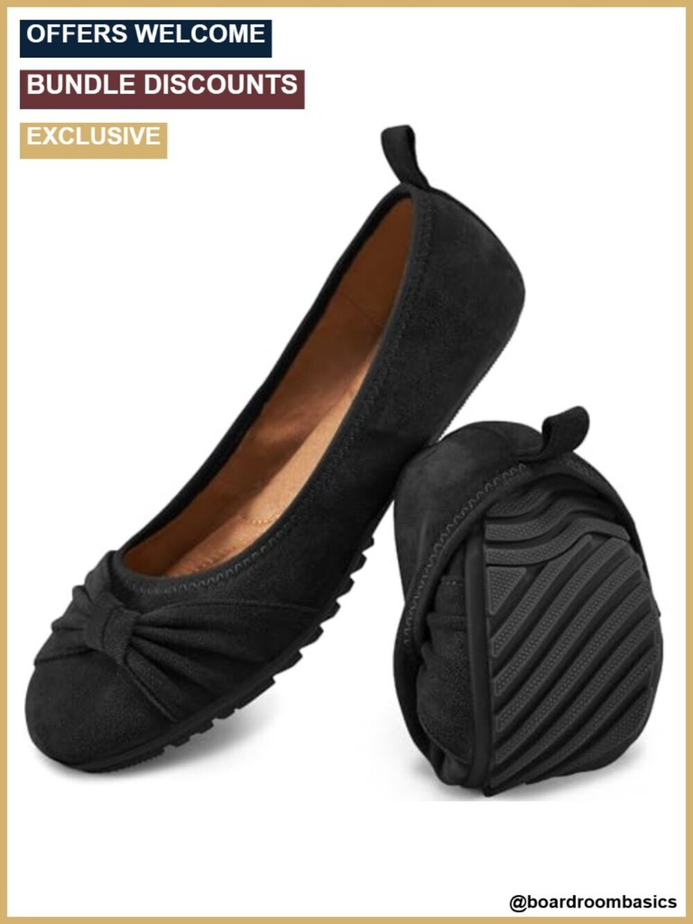Lightweight Cushioned Foldable Slip-On Ballet Flats with Memory Foam - All Day